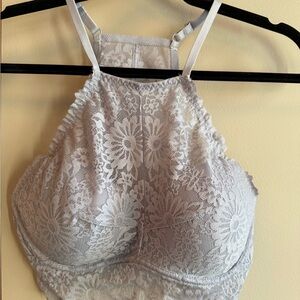 PINK Victoria's Secret Lace Bralette in Soft Light Blue/Gray